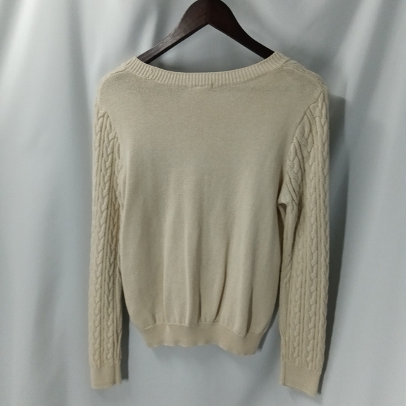 H&M Cable Knit Layering Fisherman Sweater Light Beige Size Medium - Picture 4 of 7